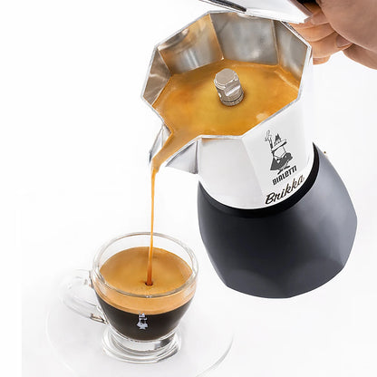 Bialetti - Brikka, the only coffee maker capable of making a creamy Espresso, 4 cups (170 ml), aluminum and black-high quality Italian coffee maker